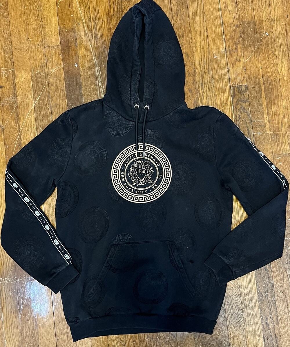 Supply & Demand New York City Greek Style Medusa Black Gold Hoodie Men’s Size L